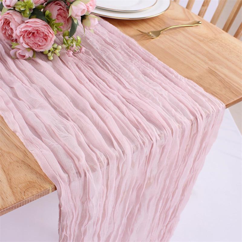 90x300 cm pletená látka běhoun Svatební narozeninová oslava banket dekorace gázová látka voálový ubrus Twist table cover