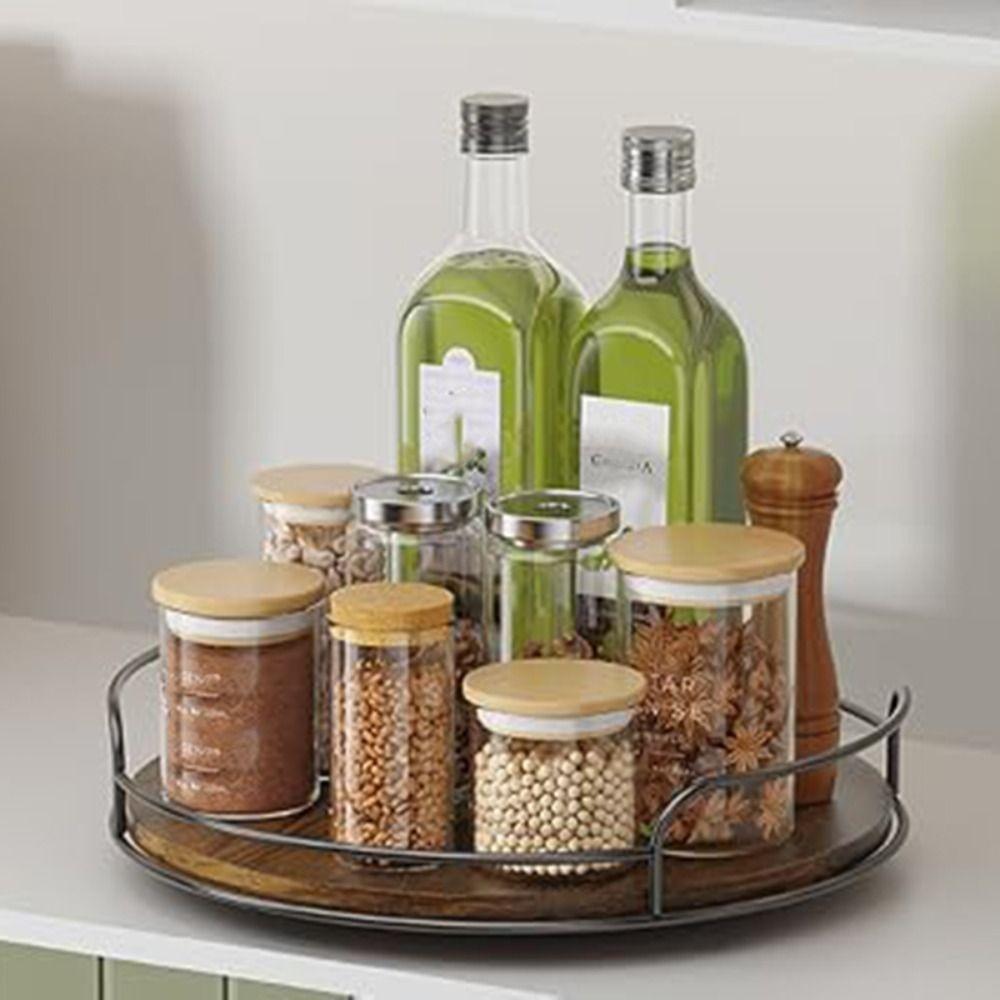2 Piece Turntable Kitchen Spice Jar Storage Tray Bathroom Storage Tray Kitchen Counter