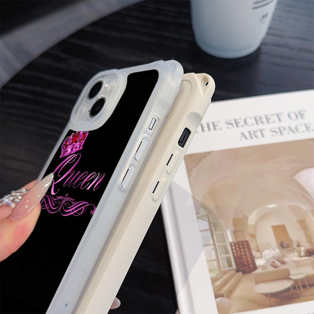 Ae84 King Queen Couple Art Soft Phone Cases for iPhone 16 15 14 13 12 11 Pro Max 8 7 Plus XR XS with Wrist Strap Lanyard Corner Protection Back Cover