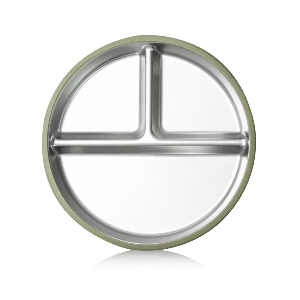 Edelstahl Kinder-Essgeschirr mit Anti-Rutsch-Silikon-Saugfuß & Besteck