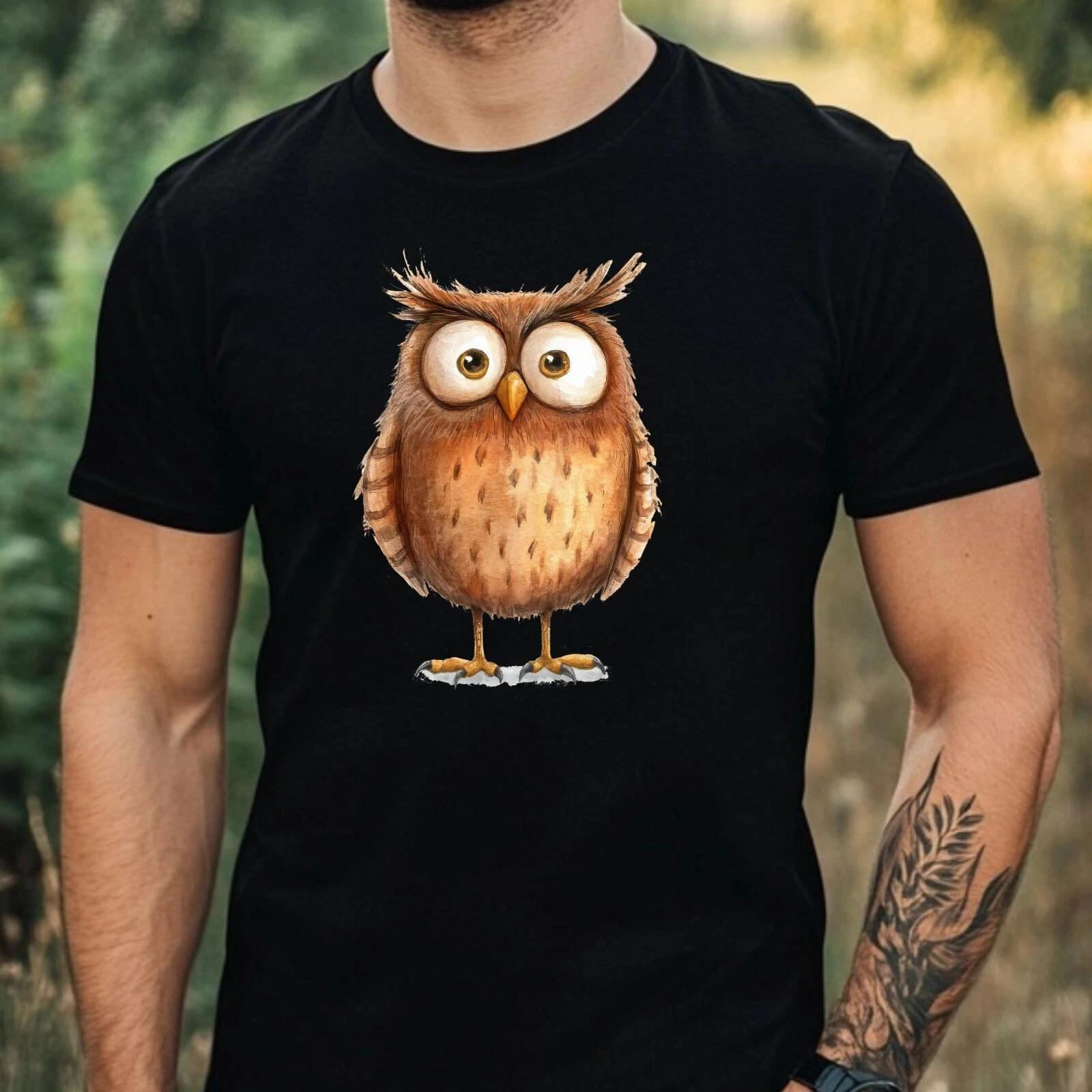 T-Shirt Herren Lustige Eule Motiv Baumwolle Größe XS bis 5XL XXL