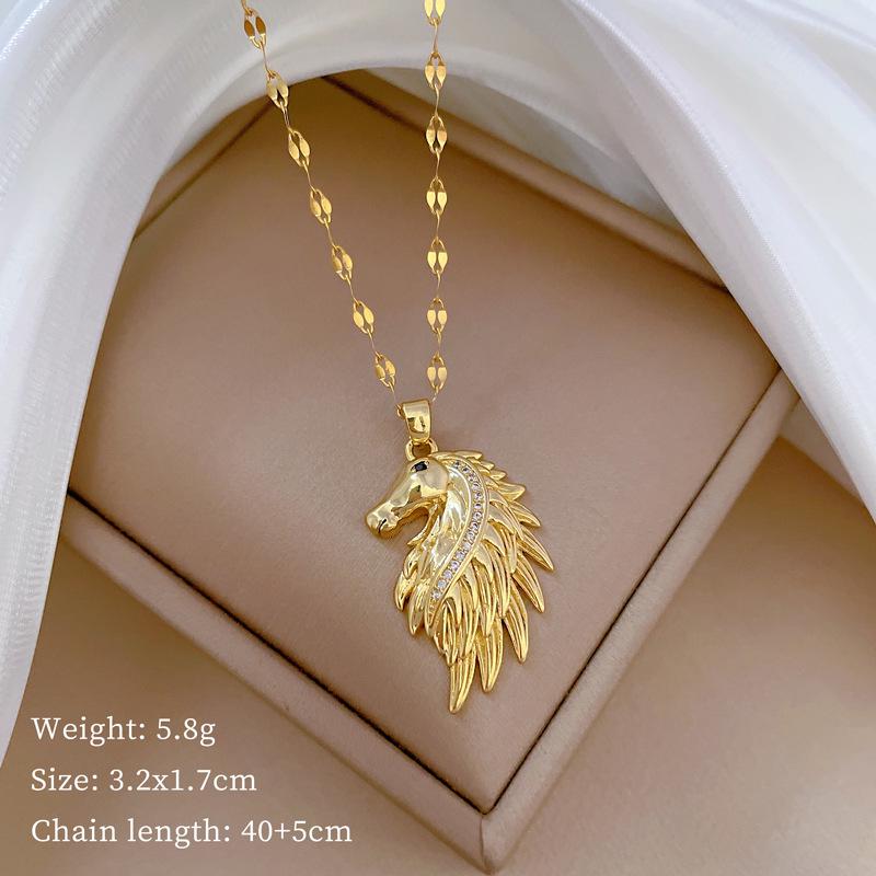 Women's Exquisite Clavicle Necklace with Titanium Steel, Copper, and Gold-Plated Micro-Inlays