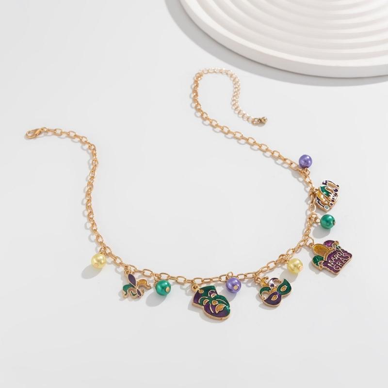 Unique Mask Necklace with Oil Drip Finish Delicate Charm Necklace Fashion Collarbone Chain Perfect for Fashion Lovers