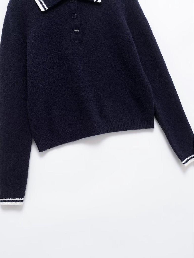 2024 Autumn/Winter Women's Fashion: European & American Style Polo Collar Knitted Sweater