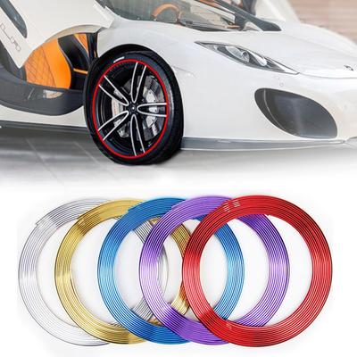 8M Chromovaná lišta na ochranu ráfku kola auta Stylingová ozdobná samolepka Auto Exteriér Interiér DIY Dekorace ráfku pneumatiky Příslušenství Lišta