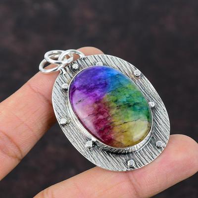 Rainbow Solar Quartz Druzy Pendant Original Gemstone Jewelry 925 Sterling Silver Pendant Handmade Pendant Gift For Her Healing Stone Jewelry