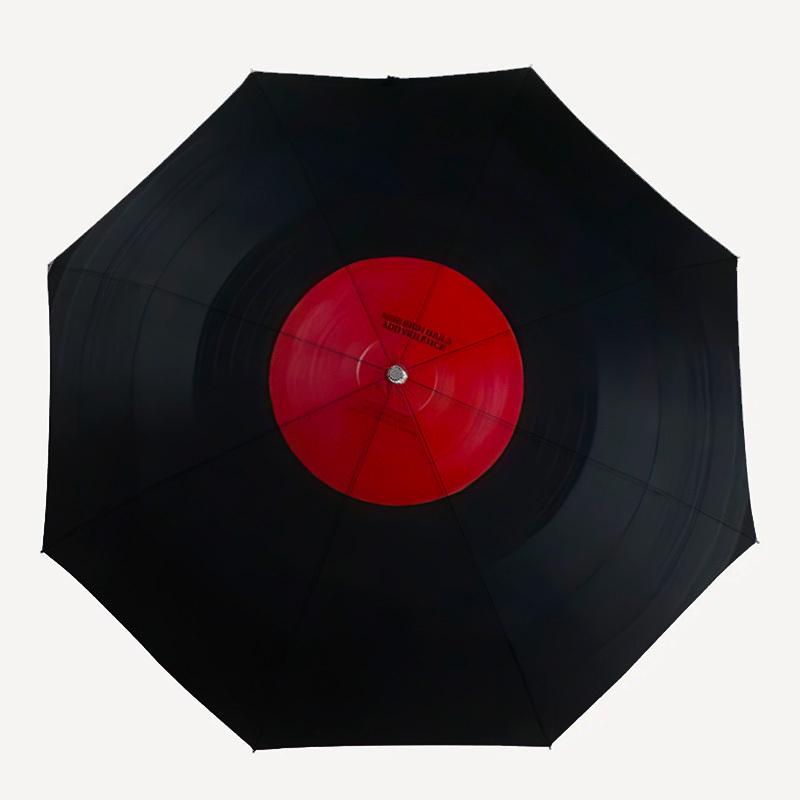 

1pc Music Record Automatic Folding Umbrella, 8-Rib Sturdy Canopy, Portable Travel Umbrella for Outdoor Use