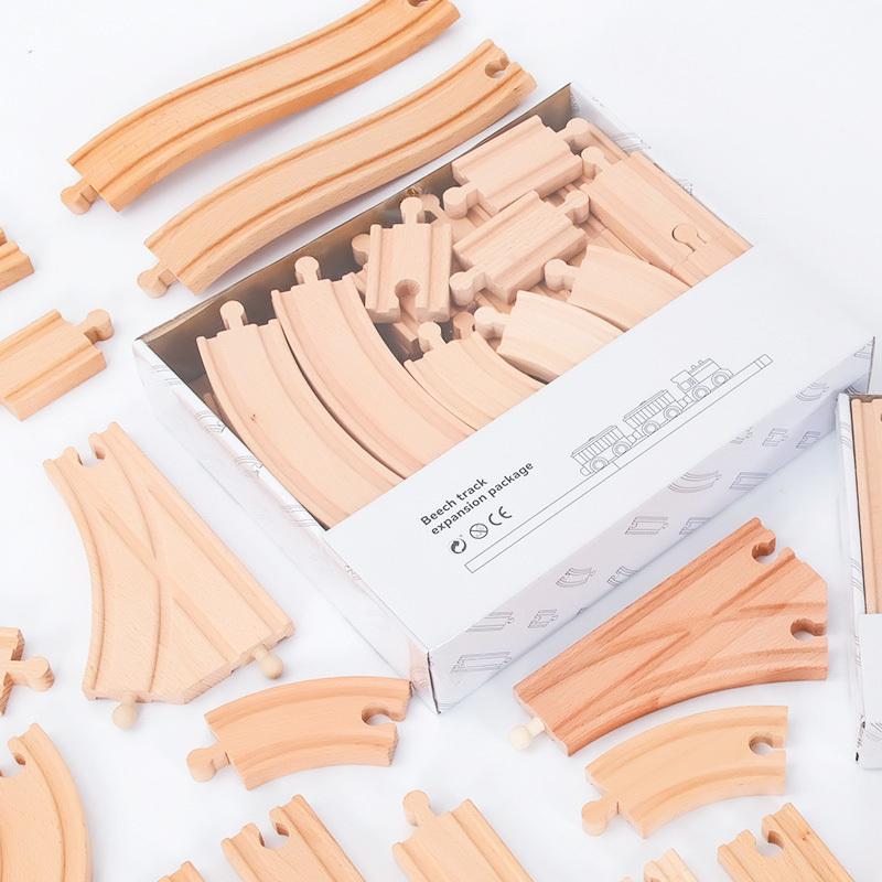 10/20/37 szt. Drewniany tor Bukowy Drewniany Tor Kolejowy Akcesoria do Torów Kolejowych pasujące do Markowych Torów Zabawki Edukacyjne dla Dzieci Prezent