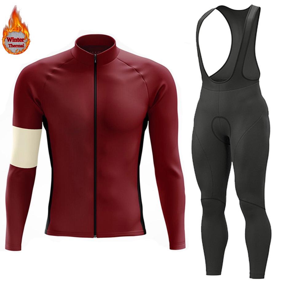 2026 Winter Warm Men Winter Jacket Racing Cycling Long Sleeves Jersey Set Warm Thermal Fleece Bike Jersey Outdoor Road Bike Cycling Clothing