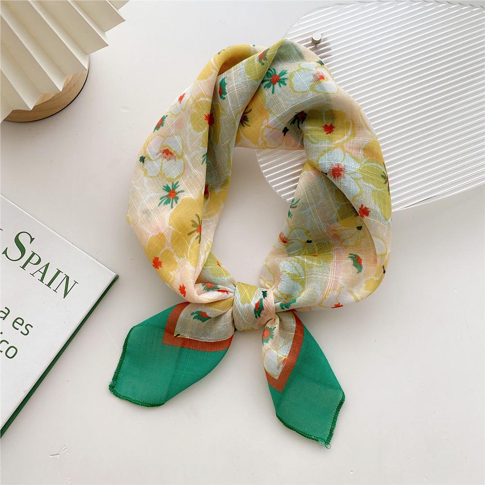58 Cotton Linen Silk Scarf - Versatile Korean Fashion Neck and Head Bandana for Women