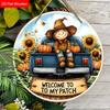 Garden decorations,autumn harvest festival decorations,wooden hanging decorative signs,Little girl and pumpkin pattern, 2D flat products