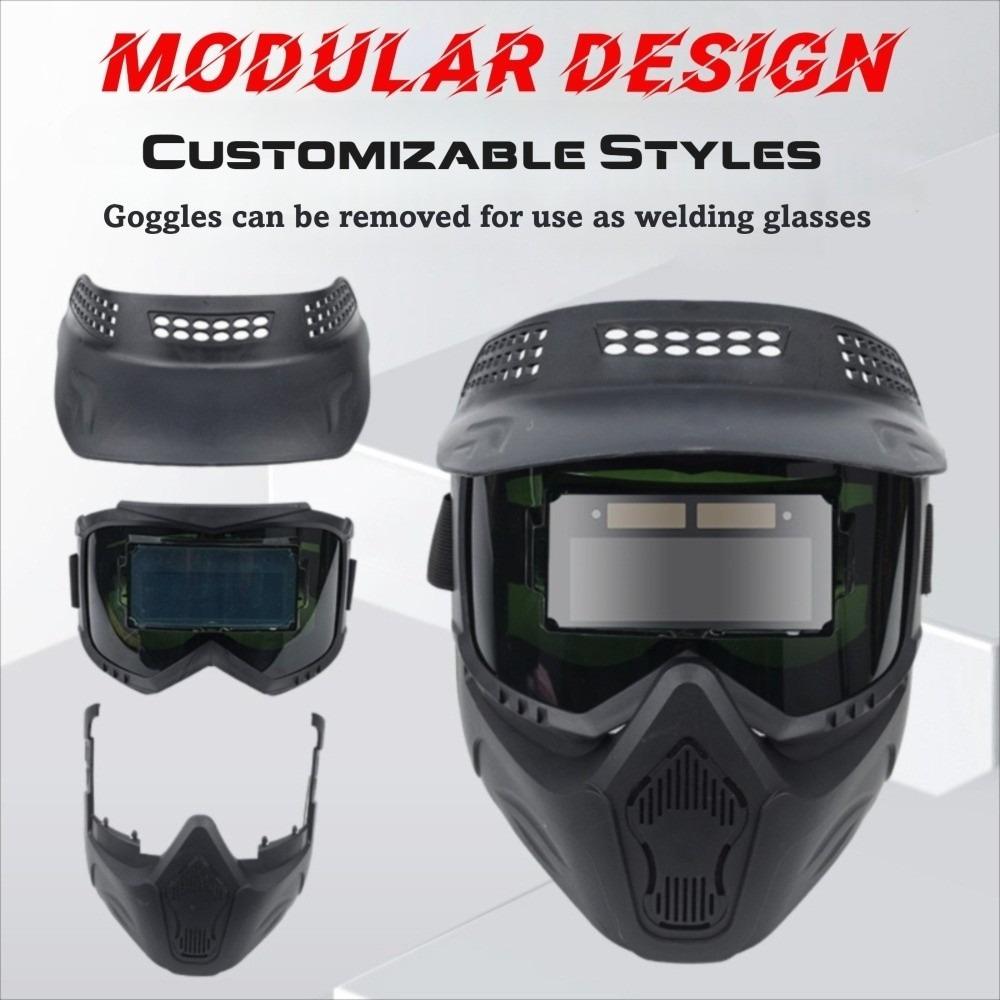 High Quality Auto Darkening Welding Glasses with Brim Design Detachable Face Shield Adjustable Band Split Type Welder Mask