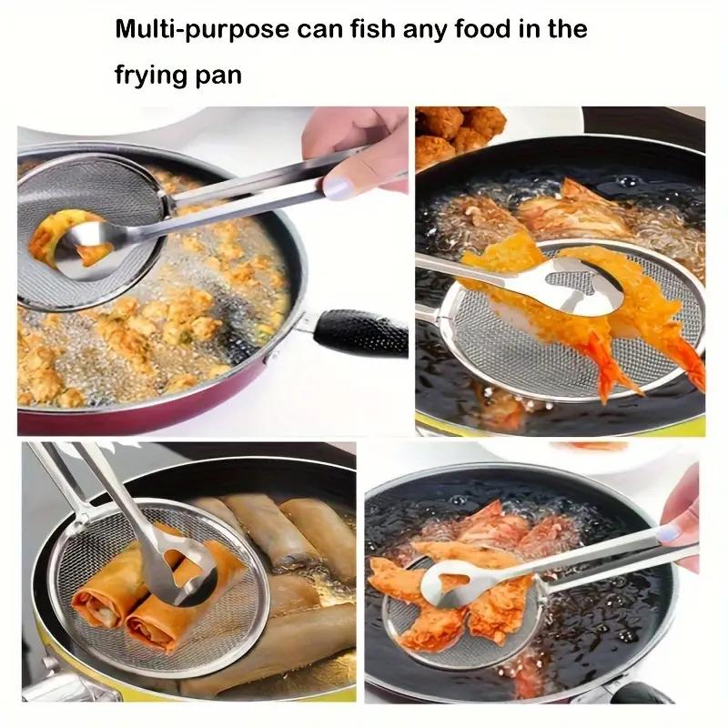 Frying Oil Strainer Spoon Food Strainer, Kitchen Colander Stainless Steel Fried Food Strainer.Kitchen Food Filter Tongs For Frying Food