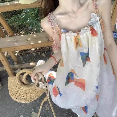 Bohemian Petite Sleeveless Beach Camisole Dress for Women