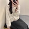 Pull col rond style coréen: Pull simple, amincissant, en maille lâche pour l'automne et l'hiver