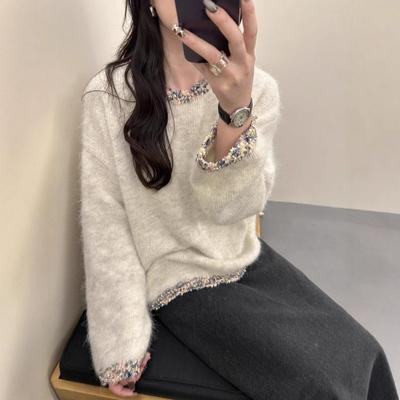 Korean-Style Round Neck Pullover: Simple, Slimming, Loose Knit Sweater for Autumn & Winter