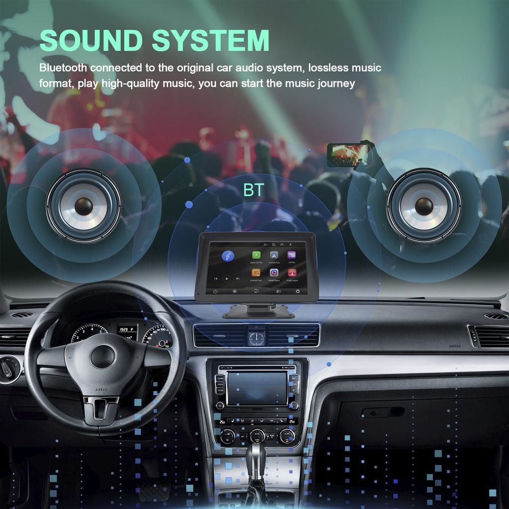 7-inch Car Display Screen Apple CarPlay Android Auto Apple AirPlay 12 LED Camera
