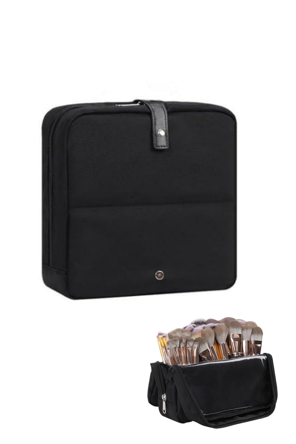 

YINKE Хранение кистей для макияжа Профессиональная кисть для макияжа Регулируемая Большая Прозрачная Крышка с Держателями Более 80 Легкий для Профессионального Парикмахера Чехол для Хранения, чёрный