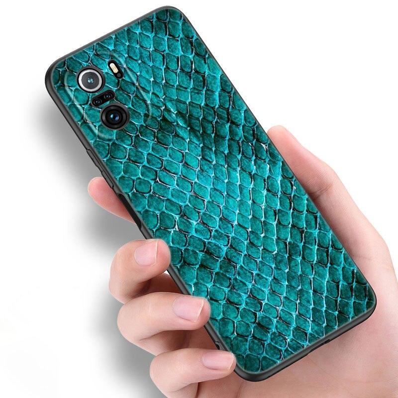 Sexy Python Snake Skin Phone Case For Xiaomi Mi POCO X3 NFC GT M4 M3 12 11T 10T Pro A3 11 Lite NE 5G 12X 11i F3 Soft Black Cover