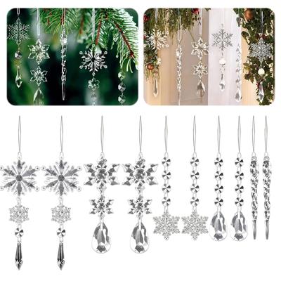 Christmas Tree Ornaments Multi-Purpose Acrylic Snowflake Pendant Icicle Drops Christmas Pendants for Home Decor