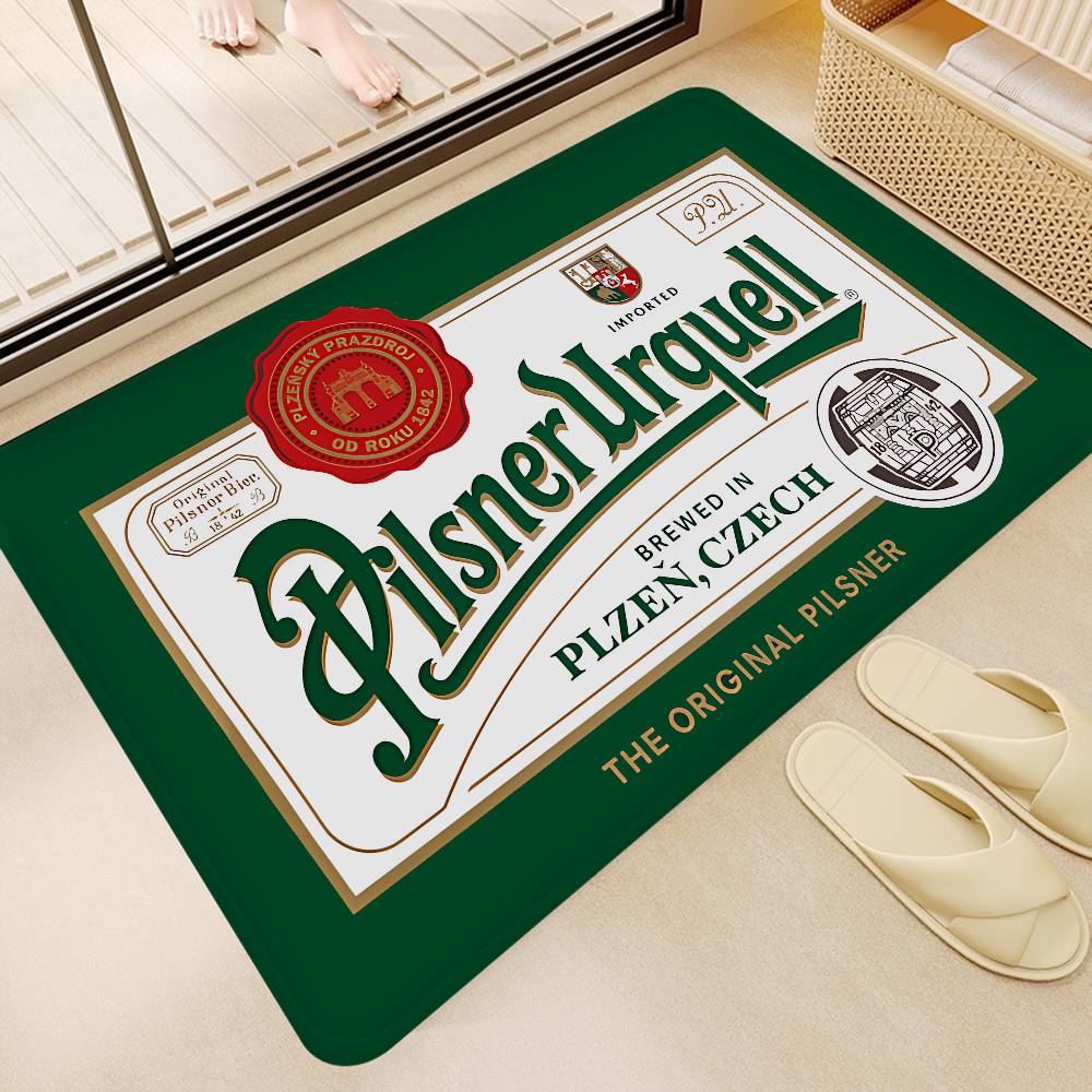 Tappetino Ingresso Birra P-Pilsner Urquell Stile Nordico Tappetino Casa Bagno-WC Tappetini Camera da Letto Hotel Tappetino Decorativo