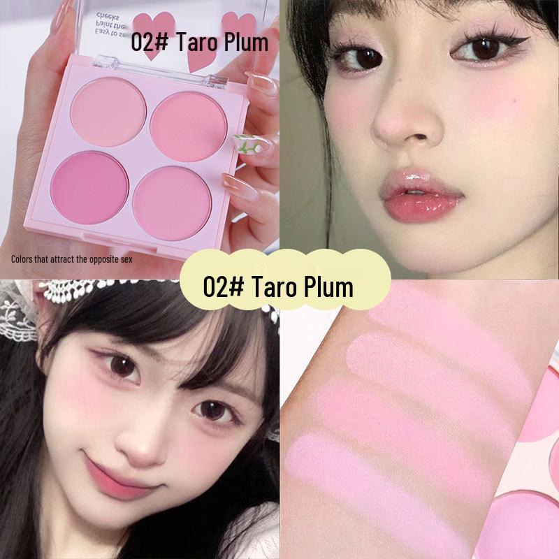 Four-Color Matte Blush Set: Pink, Peach, Nude, Honeydew