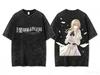 Violet Evergarden Violet Evergarden The Movie Double Sided Graphic Washed Crew Neck Short Sleeve T-shirt