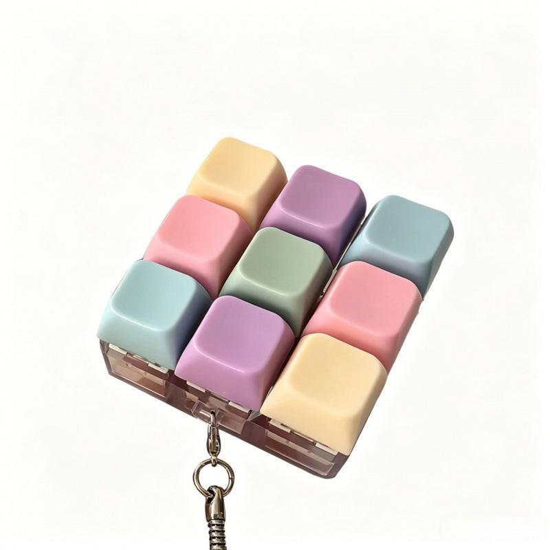 Cute Pastel Keyboard Fidget Keychain Clickable Buttons Fun Stress Relief Toy Ideal Holiday Gift for Kids Adults Office Staff