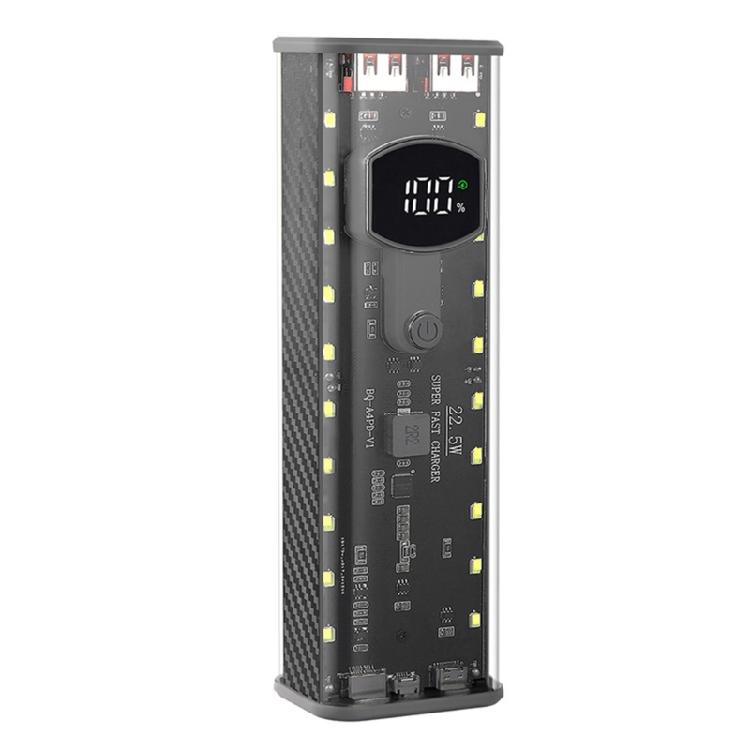 Самодельный портативный корпус-power bank для 4x21700 аккумуляторов, держатель, коробка, USB C быстрая зарядка, прозрачный защитный корпус чёрный
