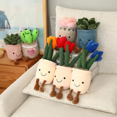Creative Plant Tulip Succulent Mushroom Doll Home Ornament Plush Toy Living Room Flower Decoration Ragdoll