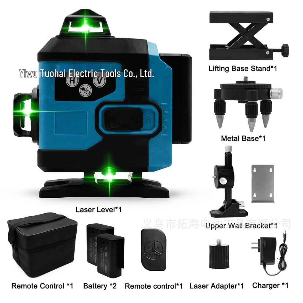 3D Green Light Infrared Laser Level with Automatic 16-Line Precision for Outdoor Use