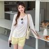 Summer Women's Loose Long Sleeve Blouse Bottom Shirt Thin Round Neck Sun Shirt Pullover Air Conditioner Hoodie