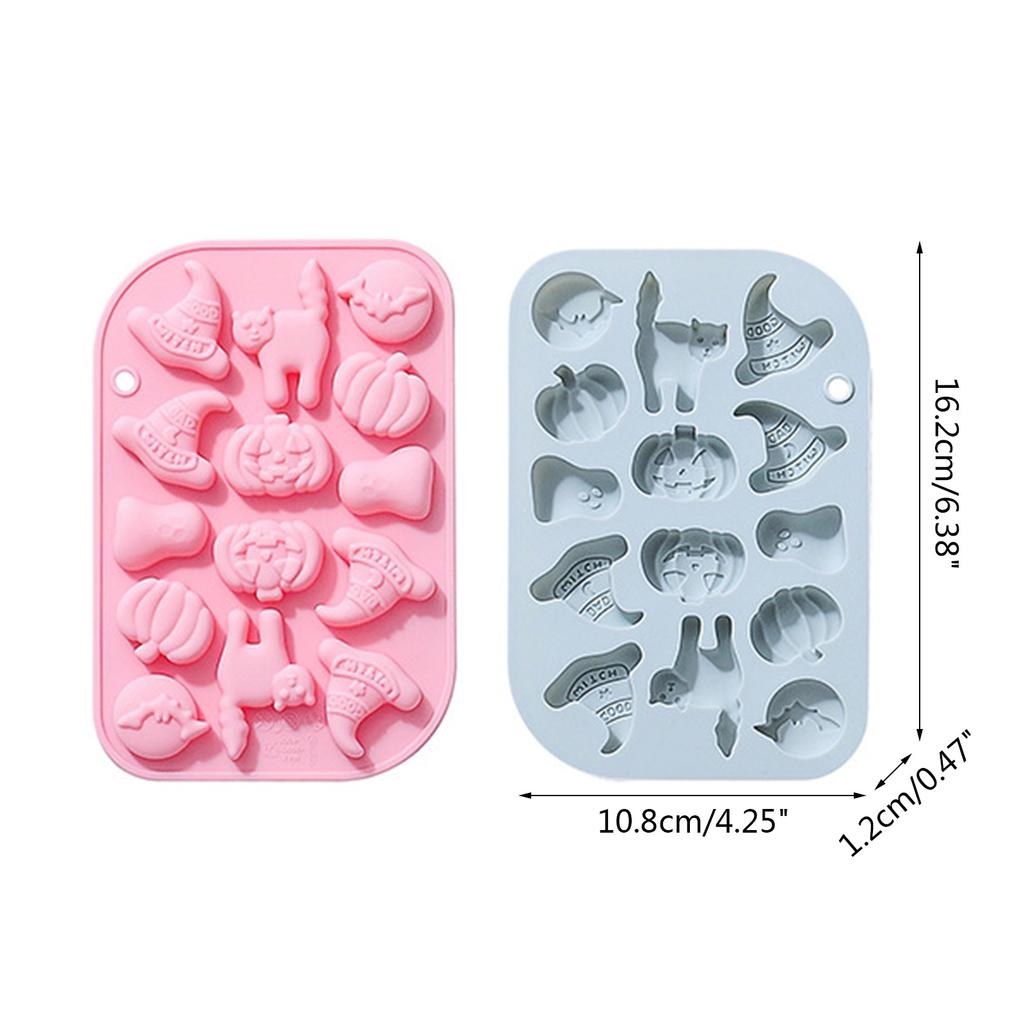 Silicone Chocolate Fondant Decorations Molds Pumpkin Bat Halloween Baking Mold Reusable Candy Trays Silicone Molds