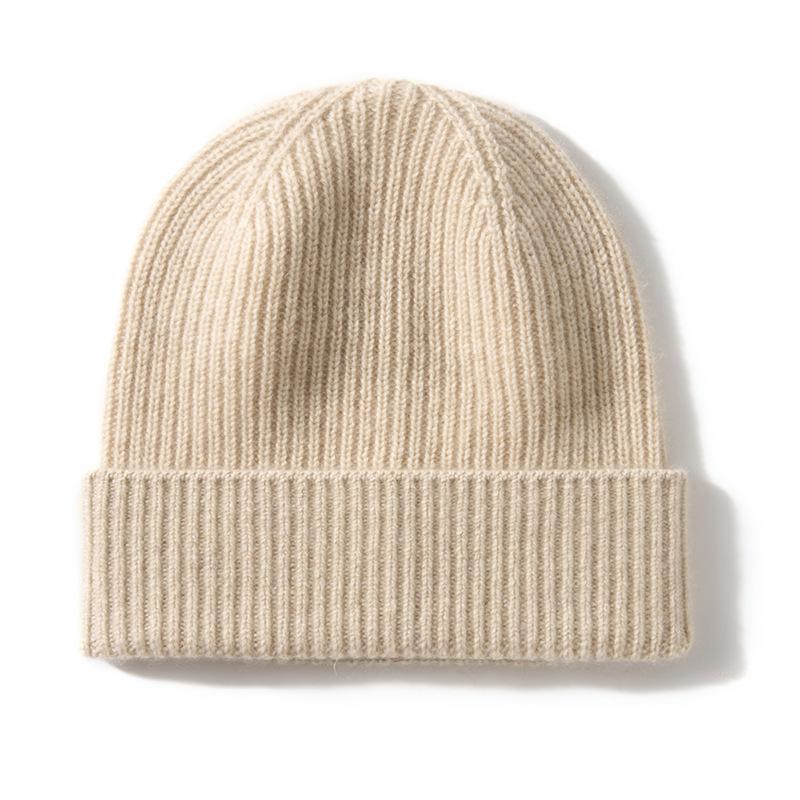 Cashmere Autumn and Winter New Unisex Solid Color Windproof Striped Knitted Casual Rummaging Hat