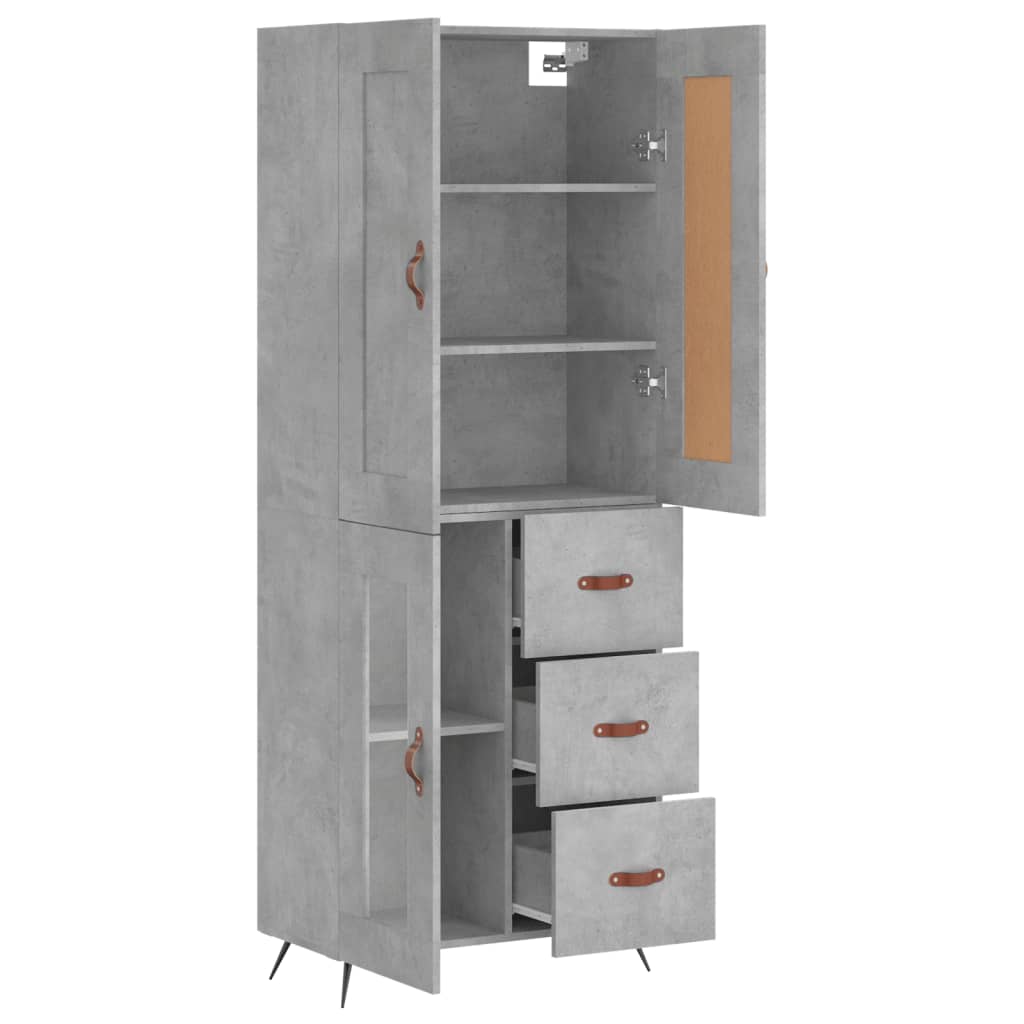 Vidaxl Vitrine, Beton Grau 69,5X34X180 Cm Material Holzwerkstoff