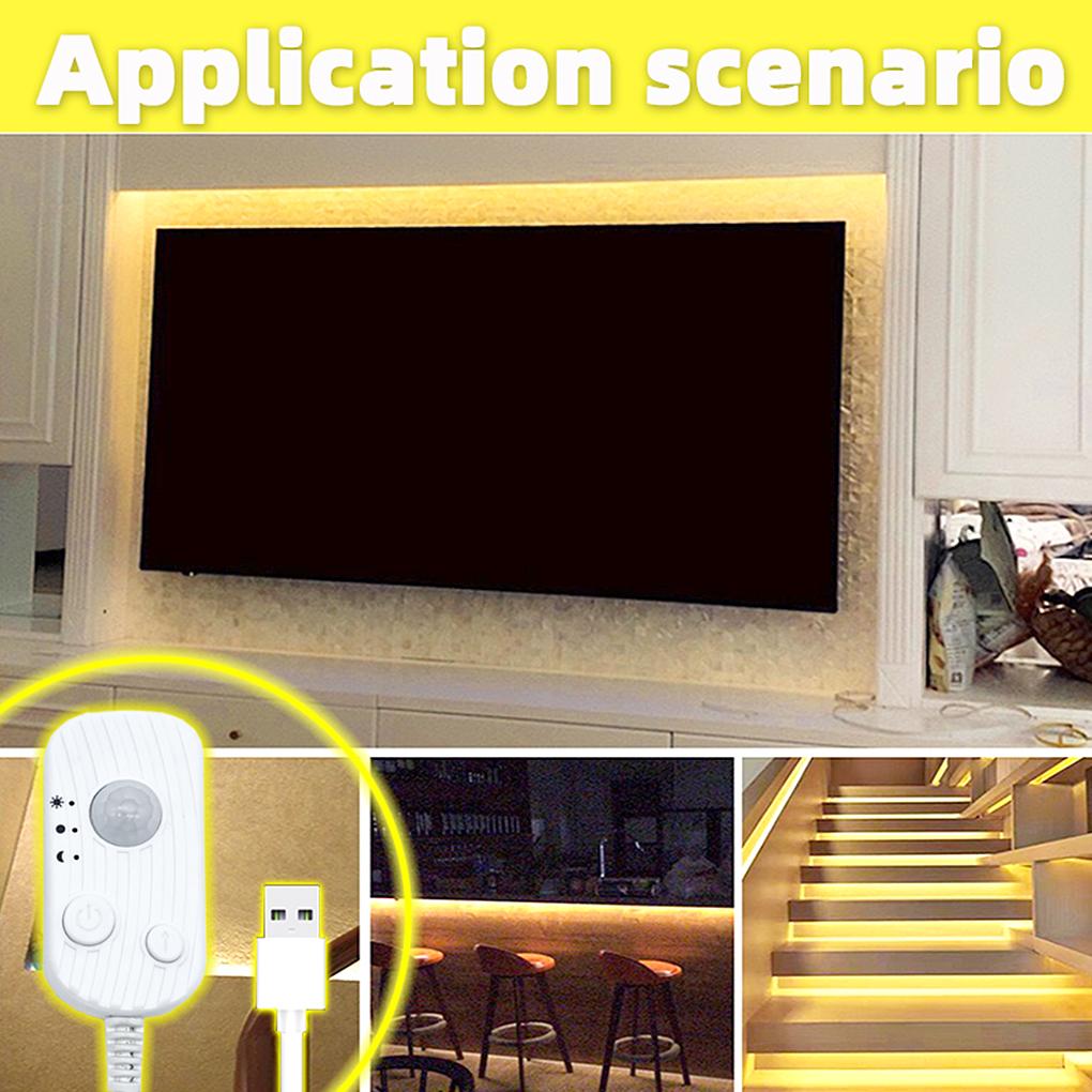 Strip Light Infrared Sensor 3500K/6500K LED Cabinet Ribbon Lamp Adhesive Decoration DIY Trimmable Wall Lighting