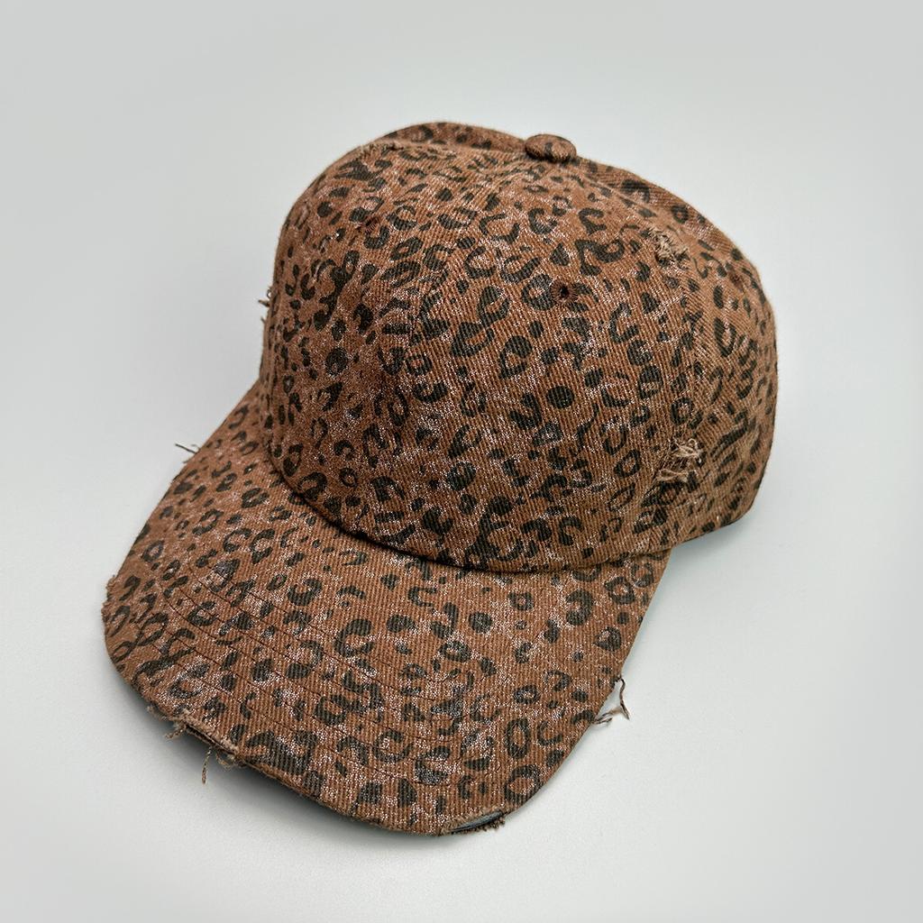 Classic Retro Leopard Print Ripped Wind Baseball Cap Men'S And Women'S Sunshade Personality Retro Hottie Cap