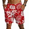 Men's Casual Hawaiian Print Drawstring Shorts Lightweight Quick Dry Mid-Length Beachwear Summer Five-Point Pants with Pockets
