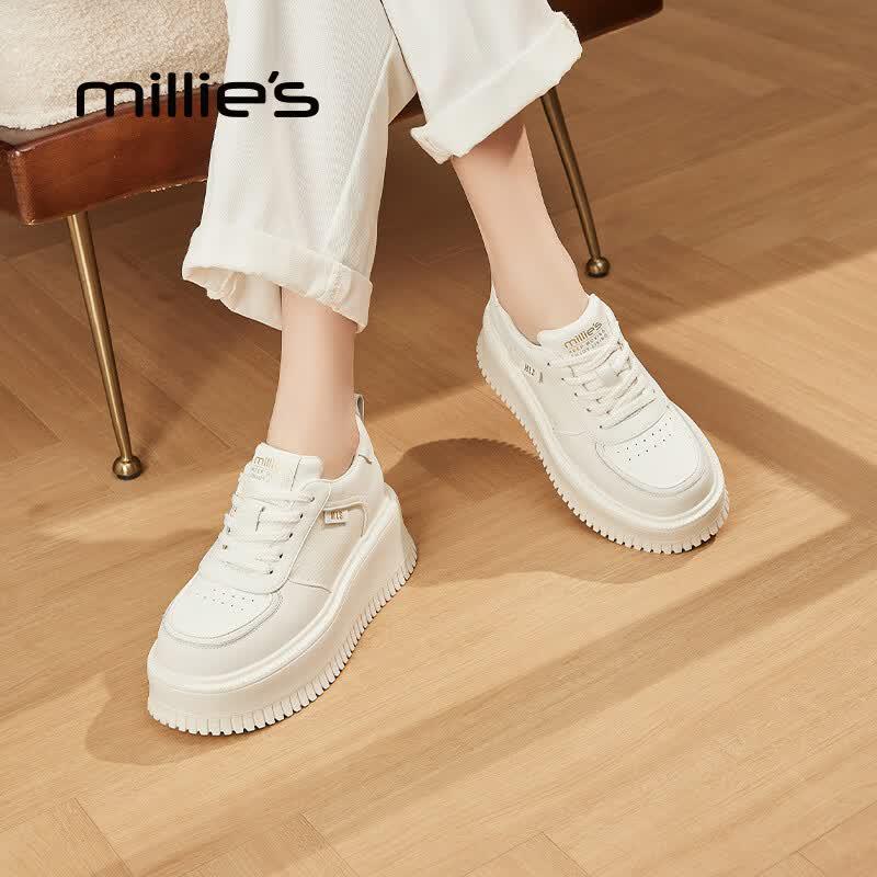 Millies Women s Chunky Platform White Casual Sneakers 35