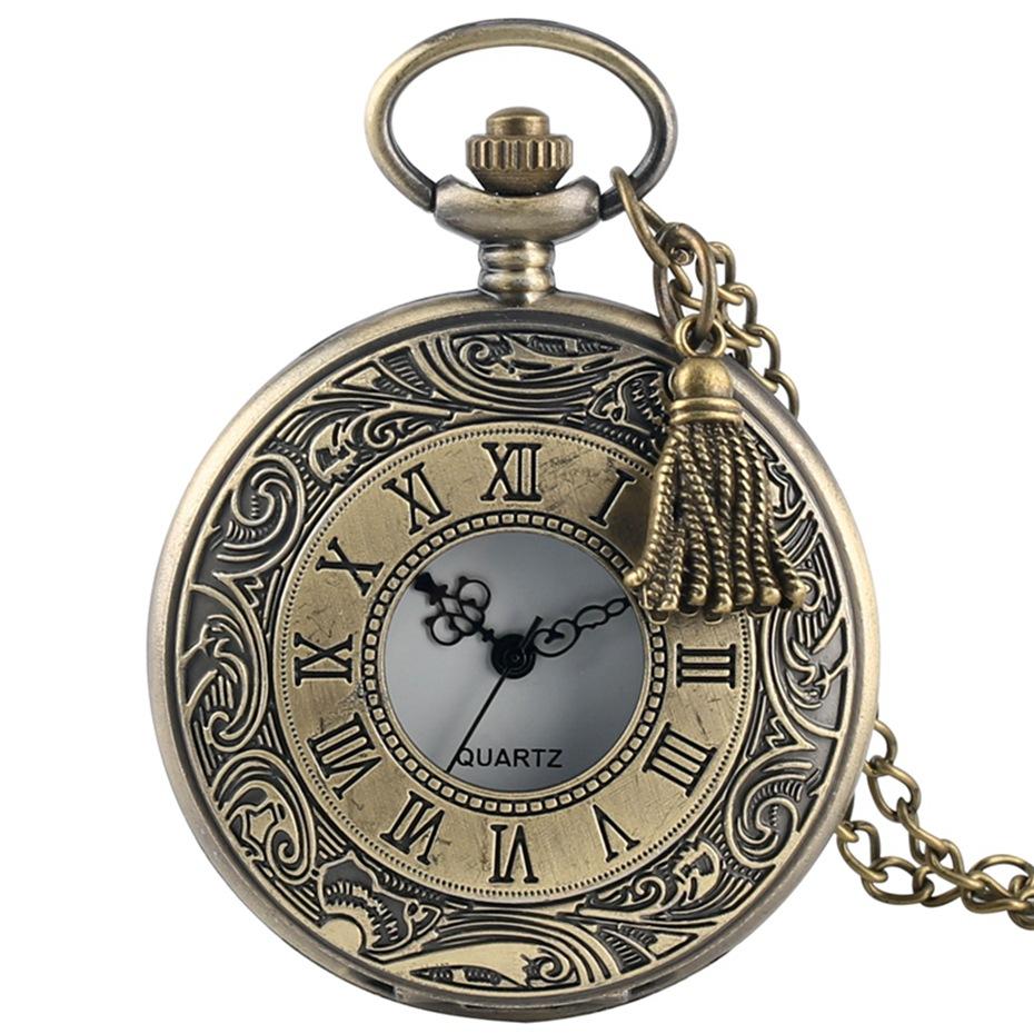 Vintage Big Roman Pocket Watch Classic Pattern Pocket Watch European and American Necklace Roman Pocket Watch