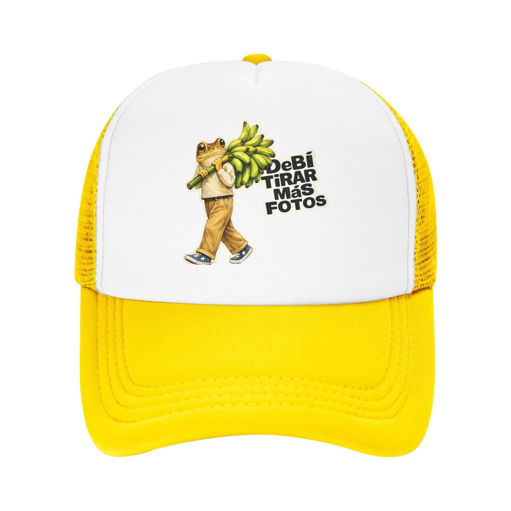 Bad Bunny Frog Carrying Bananas Vintage Trucker Cap Men Women Fashion Dad Hat Sun Hat Racing Cap Adjustable Mesh Baseball Cap