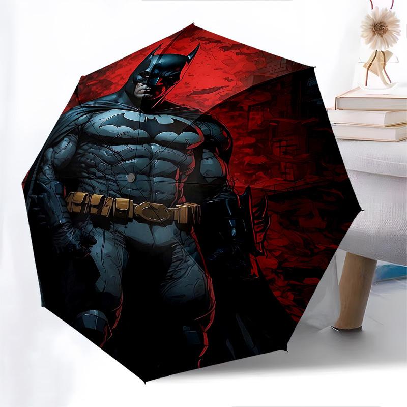 1pc Batman <noinput> Gotham Automatic Folding Umbrella - Compact 8-Rib Design, Durable Plastic & Iron1048L