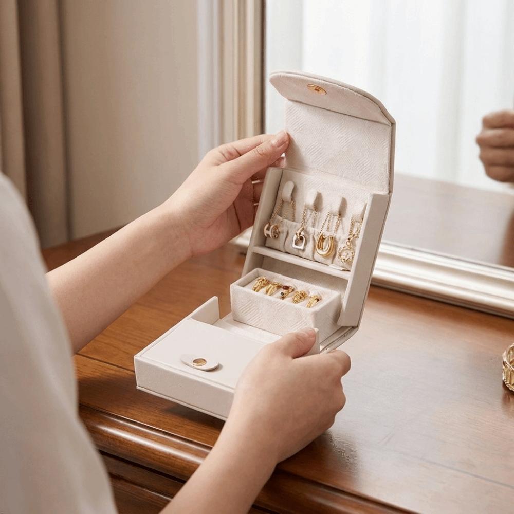 PU Jewelry Storage Box Large Capacity Necklace Organizer Light Luxury Jewelry Organizer Women