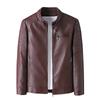 PU Leather Men's Slim Jacket Autumn and Winter Velvet Jacket Men's Casual Stand-up Collar Leather Jacket