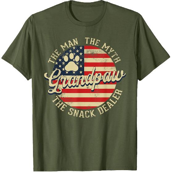Grandpaw The Myth The Snack Dealer Fathers Day Dog Grandpa T-Shirt