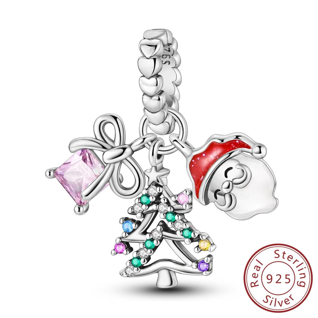 Copper Merry Christmas Santa Claus Bells Charms Beads Fit Original Bracelet Pendants Diy Jewelry Women Gift