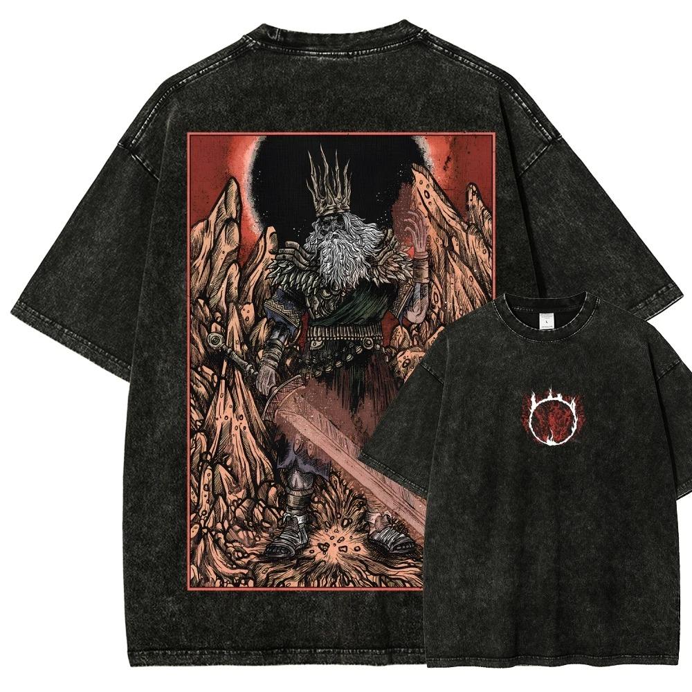 Dark Souls Bonfire Knight Vintage Praná Trička, Unisex Soulsborne Hra Fanoušek Streetwear Tričko, 100% Bavlna Ležérní Krátký Rukáv