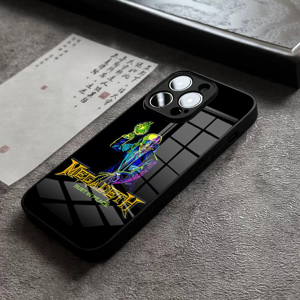 Rock Band M-Megadeth Phone Case For 17 Pro Max IPhone 16 Pro 15 12 11 13 Mini X XR XS 14 Plus SE Glass Cover