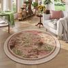Covor Rotund cu Imprimeu Floral Botanic Art Model cu Plante Verzi Covor Moale Antiderapant Covoraș Decorativ pentru Casă pentru Sufragerie Dormitor Bucătărie
