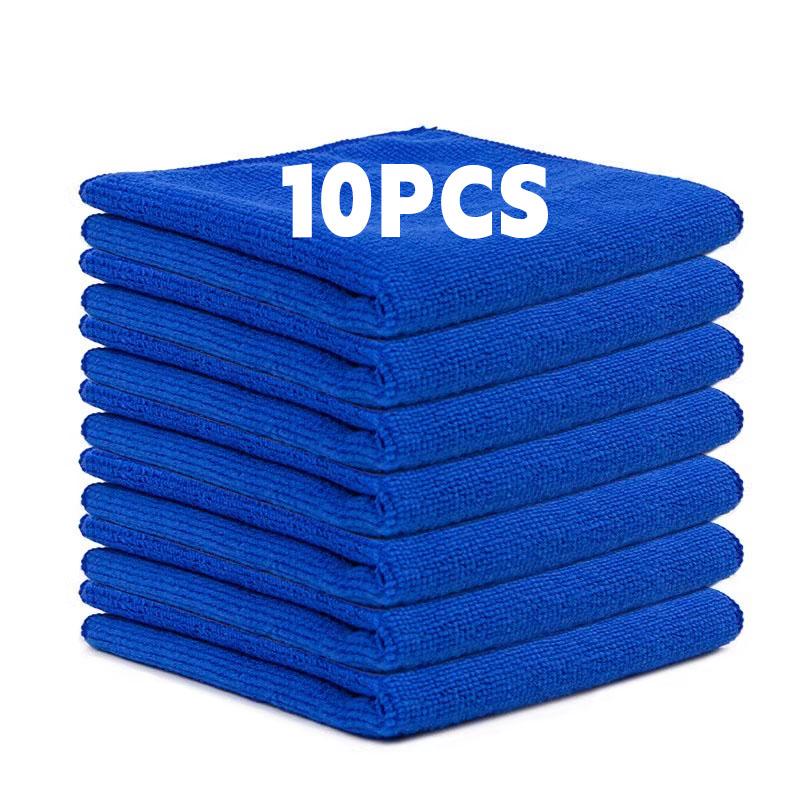 1/100PCS Microfiber Towels Car Wash Drying Cloth Blue Car Care Detailing Cleaning Polishing Duster Home Kitchen Washing Rags